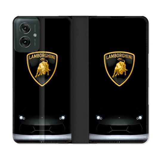 Housse cuir portefeuille Pour Motorola G55 5G Lamborghini Noir