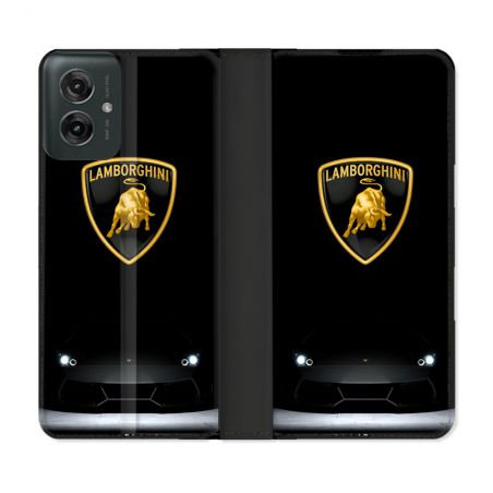 Housse cuir portefeuille Pour Motorola G55 5G Lamborghini Noir