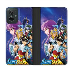 Housse cuir portefeuille Pour Motorola G55 5G Les Chevaliers Du Zodiaque