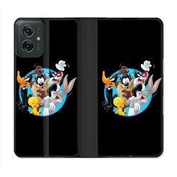 Housse cuir portefeuille Pour Motorola G55 5G Looney Tunes
