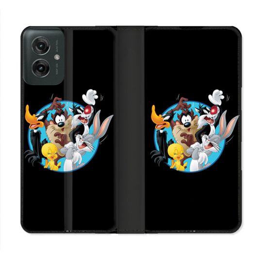 Housse cuir portefeuille Pour Motorola G55 5G Looney Tunes