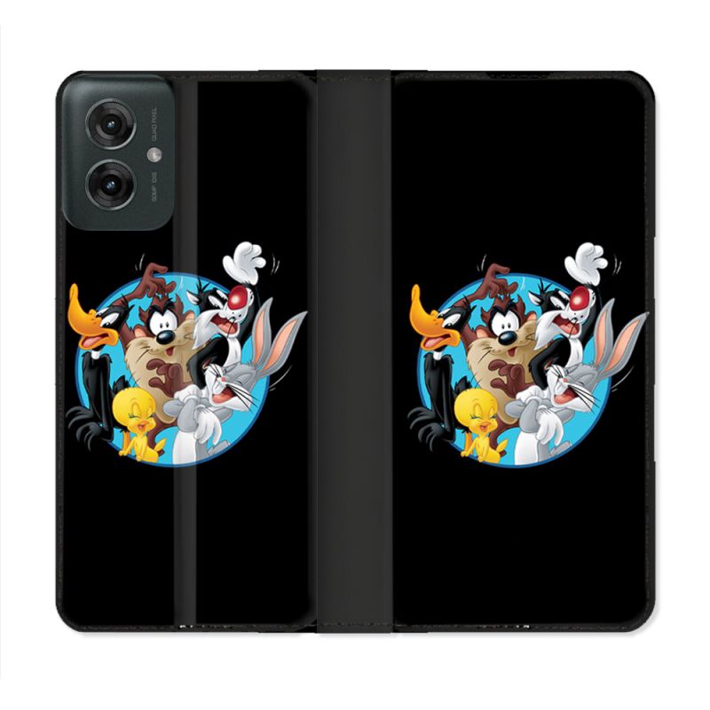 Housse cuir portefeuille Pour Motorola G55 5G Looney Tunes
