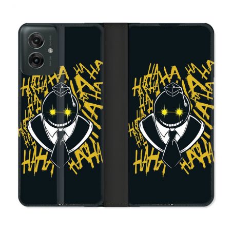 Housse cuir portefeuille Pour Motorola G55 5G Manga Assassination Classroom Kuro Noir