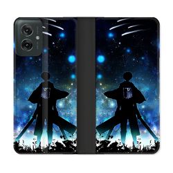 Housse cuir portefeuille Pour Motorola G55 5G Manga Attaque Titans Levi