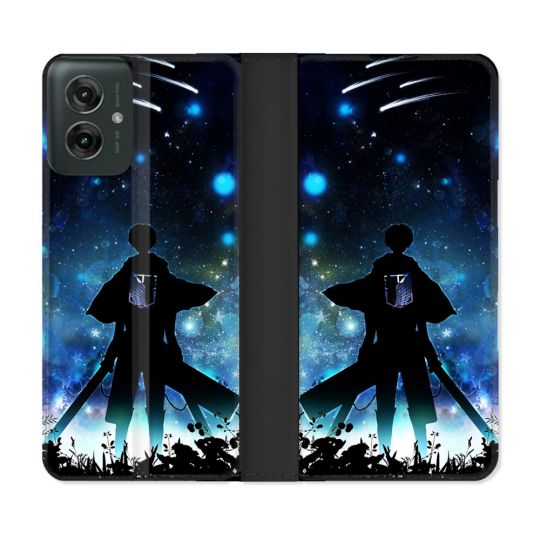 Housse cuir portefeuille Pour Motorola G55 5G Manga Attaque Titans Levi