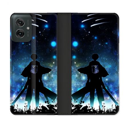 Housse cuir portefeuille Pour Motorola G55 5G Manga Attaque Titans Levi