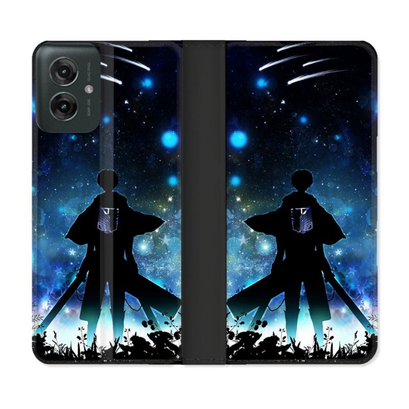 Housse cuir portefeuille Pour Motorola G55 5G Manga Attaque Titans Levi