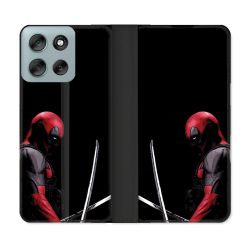 Housse cuir portefeuille Pour Motorola G56 5G Deadpool Epee
