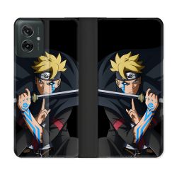 Housse cuir portefeuille Pour Motorola G55 5G Manga Boruto Tatouage