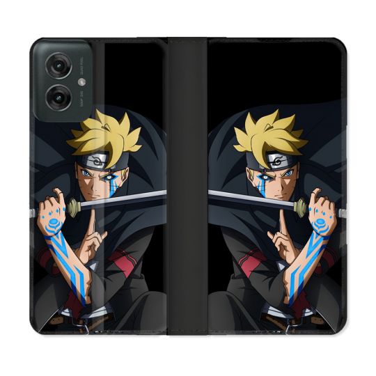 Housse cuir portefeuille Pour Motorola G55 5G Manga Boruto Tatouage