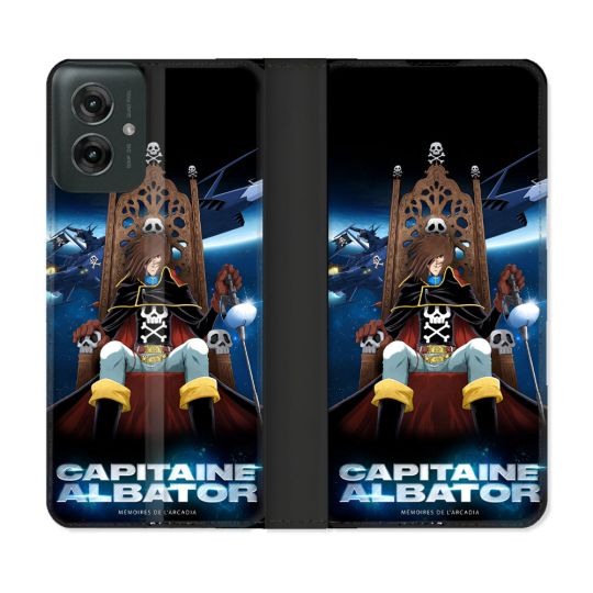 Housse cuir portefeuille Pour Motorola G55 5G Manga Capitaine Albator