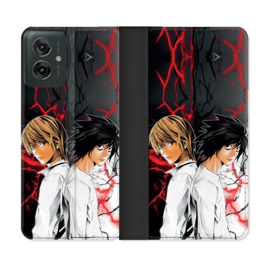 Housse cuir portefeuille Pour Motorola G55 5G Manga Death Note Duo