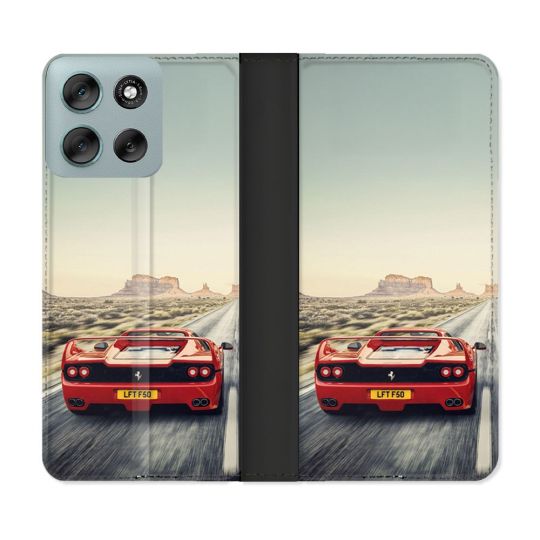 Housse cuir portefeuille Pour Motorola G56 5G Ferrari F50