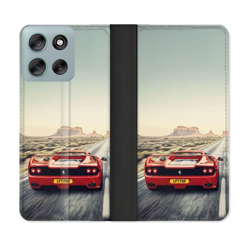 Housse cuir portefeuille Pour Motorola G56 5G Ferrari F50