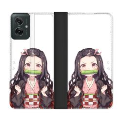 Housse cuir portefeuille Pour Motorola G55 5G Manga Demon Slayer Nezuko