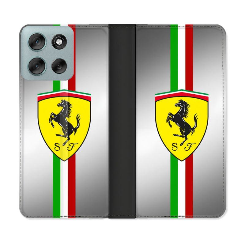 Housse cuir portefeuille Pour Motorola G56 5G Ferrari Ligne
