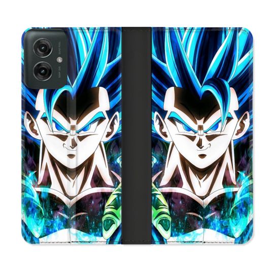 Housse cuir portefeuille Pour Motorola G55 5G Manga Dragon Ball Gogeta Visage