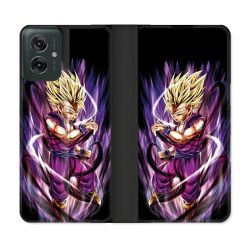 Housse cuir portefeuille Pour Motorola G55 5G Manga Dragon Ball Sangohan Violet