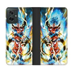 Housse cuir portefeuille Pour Motorola G55 5G Manga Dragon Ball Sangoku Blanc