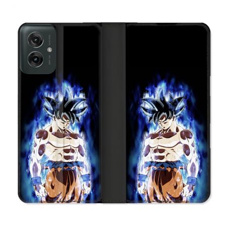 Housse cuir portefeuille Pour Motorola G55 5G Manga Dragon Ball Sangoku Noir