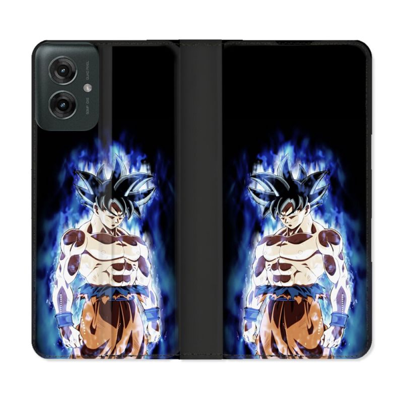 Housse cuir portefeuille Pour Motorola G55 5G Manga Dragon Ball Sangoku Noir