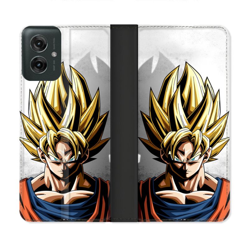 Housse cuir portefeuille Pour Motorola G55 5G Manga Dragon Ball Sangoku Portrait