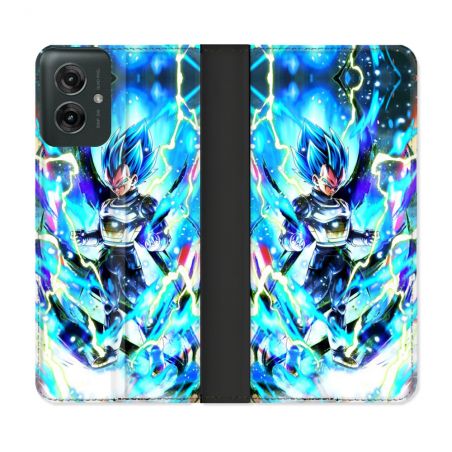 Housse cuir portefeuille Pour Motorola G55 5G Manga Dragon Ball Vegeta Bleu