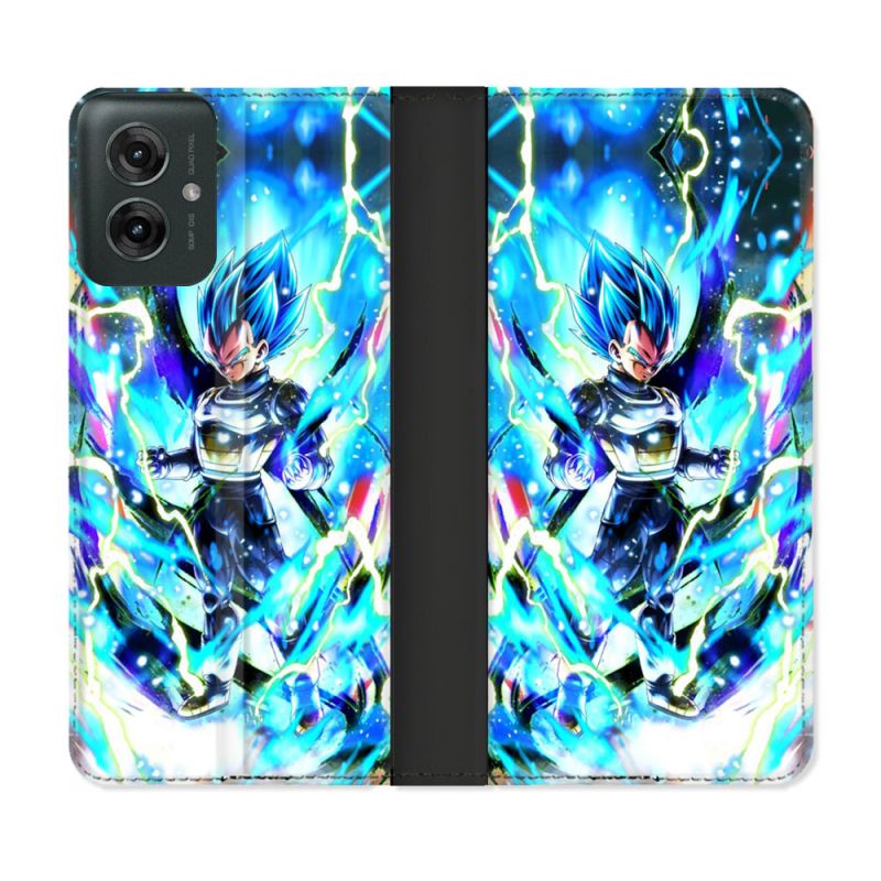 Housse cuir portefeuille Pour Motorola G55 5G Manga Dragon Ball Vegeta Bleu