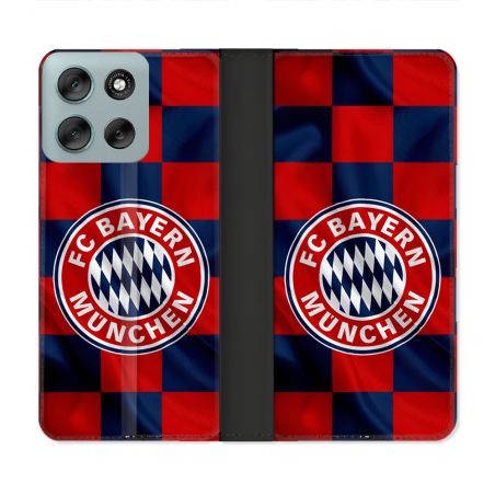 Housse cuir portefeuille Pour Motorola G56 5G Foot Bayern Munich Carreaux