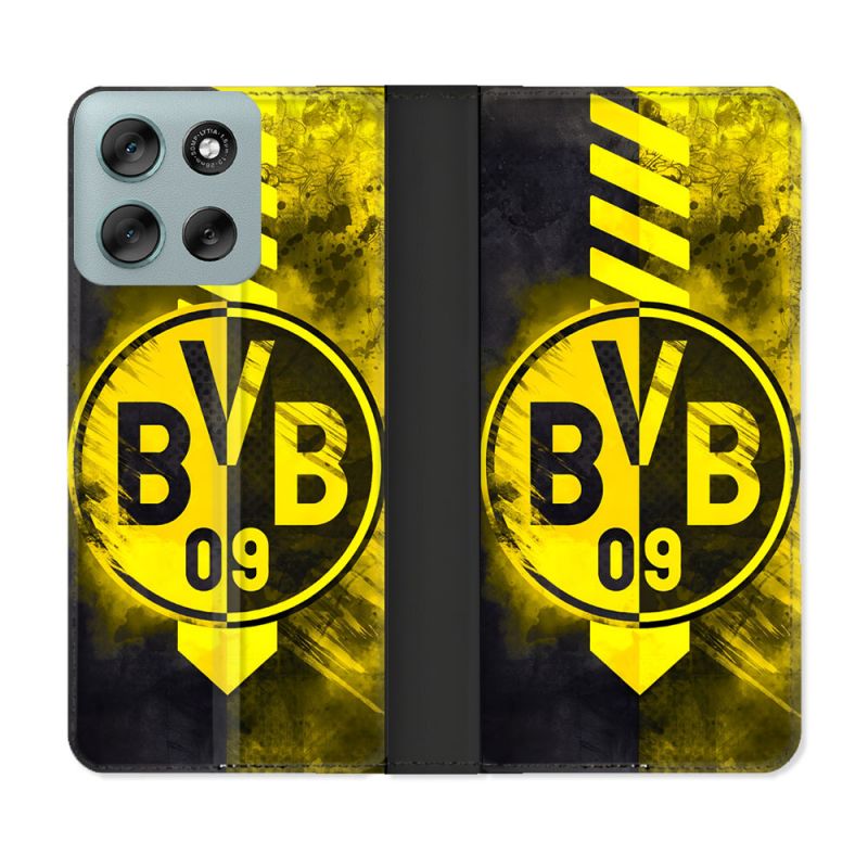 Housse cuir portefeuille Pour Motorola G56 5G Foot Dortmund