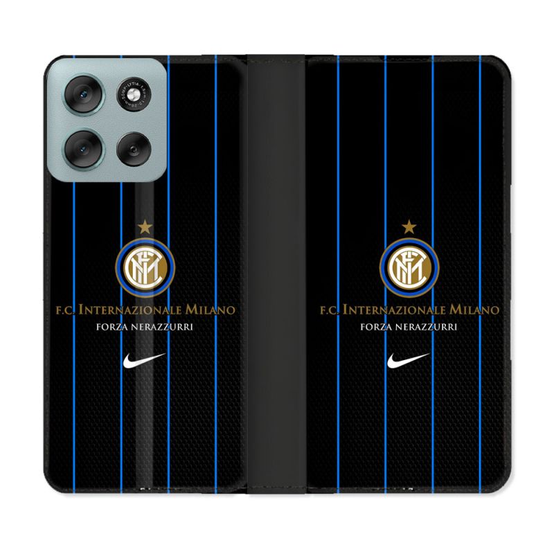 Housse cuir portefeuille Pour Motorola G56 5G Foot Inter Milan