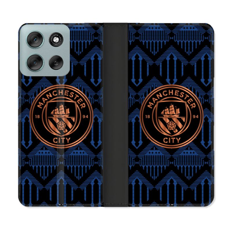 Housse cuir portefeuille Pour Motorola G56 5G Foot Manchester City