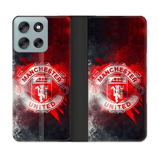 Housse cuir portefeuille Pour Motorola G56 5G Foot Manchester United