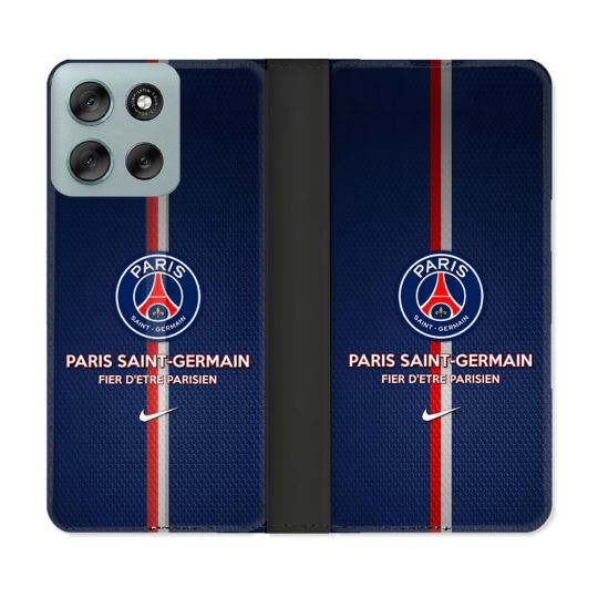 Housse cuir portefeuille Pour Motorola G56 5G Foot PSG Fier