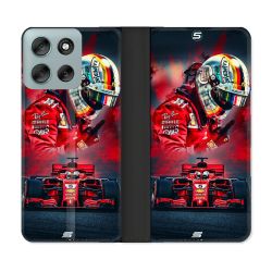 Housse cuir portefeuille Pour Motorola G56 5G Formule 1 F1 Ferrari
