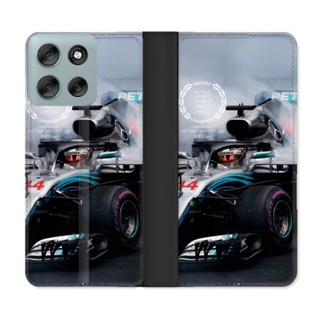 Housse cuir portefeuille Pour Motorola G56 5G Formule 1 F1 Mercedes Petronas
