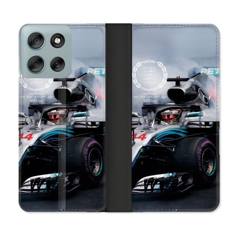 Housse cuir portefeuille Pour Motorola G56 5G Formule 1 F1 Mercedes Petronas