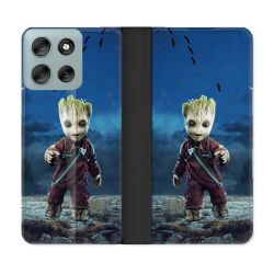 Housse cuir portefeuille Pour Motorola G56 5G Groot Bleu