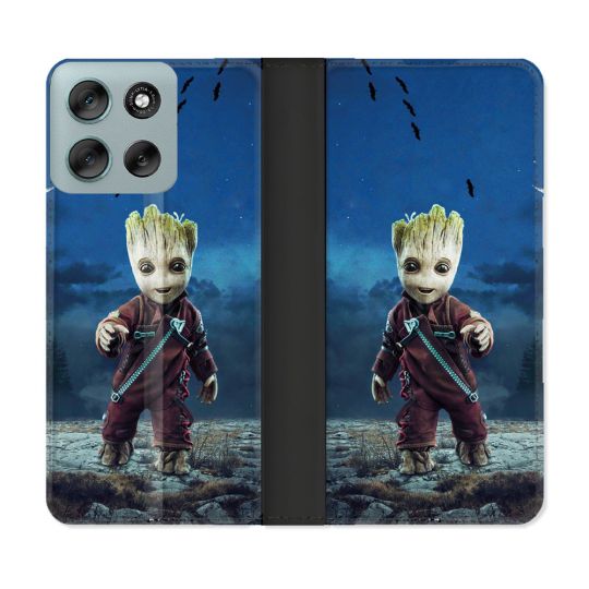 Housse cuir portefeuille Pour Motorola G56 5G Groot Bleu