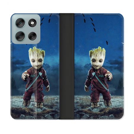 Housse cuir portefeuille Pour Motorola G56 5G Groot Bleu