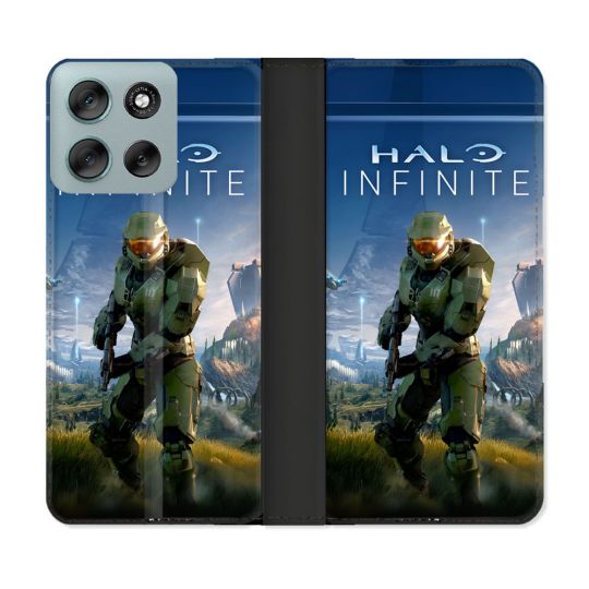 Housse cuir portefeuille Pour Motorola G56 5G Halo