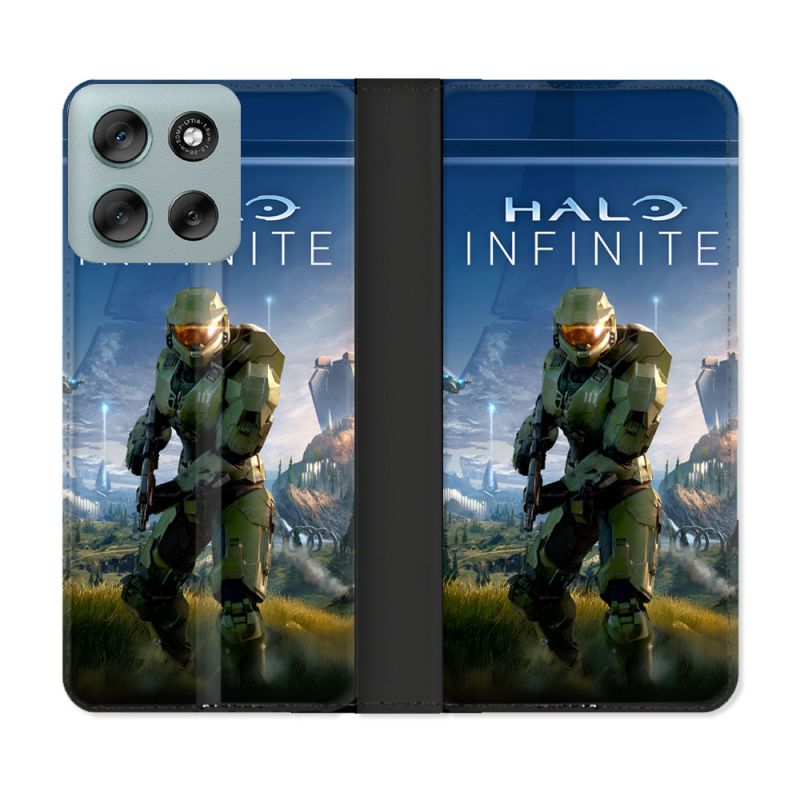 Housse cuir portefeuille Pour Motorola G56 5G Halo