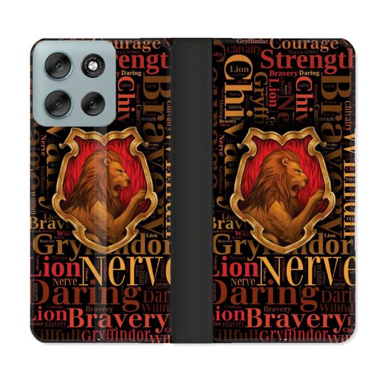 Housse cuir portefeuille Pour Motorola G56 5G Harry Potter Griffondor