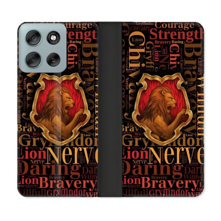 Housse cuir portefeuille Pour Motorola G56 5G Harry Potter Griffondor