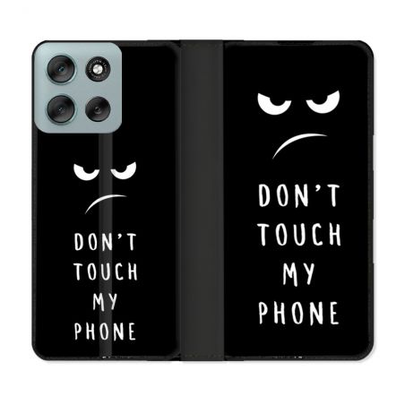 Housse cuir portefeuille Pour Motorola G56 5G Humour Don't Touch