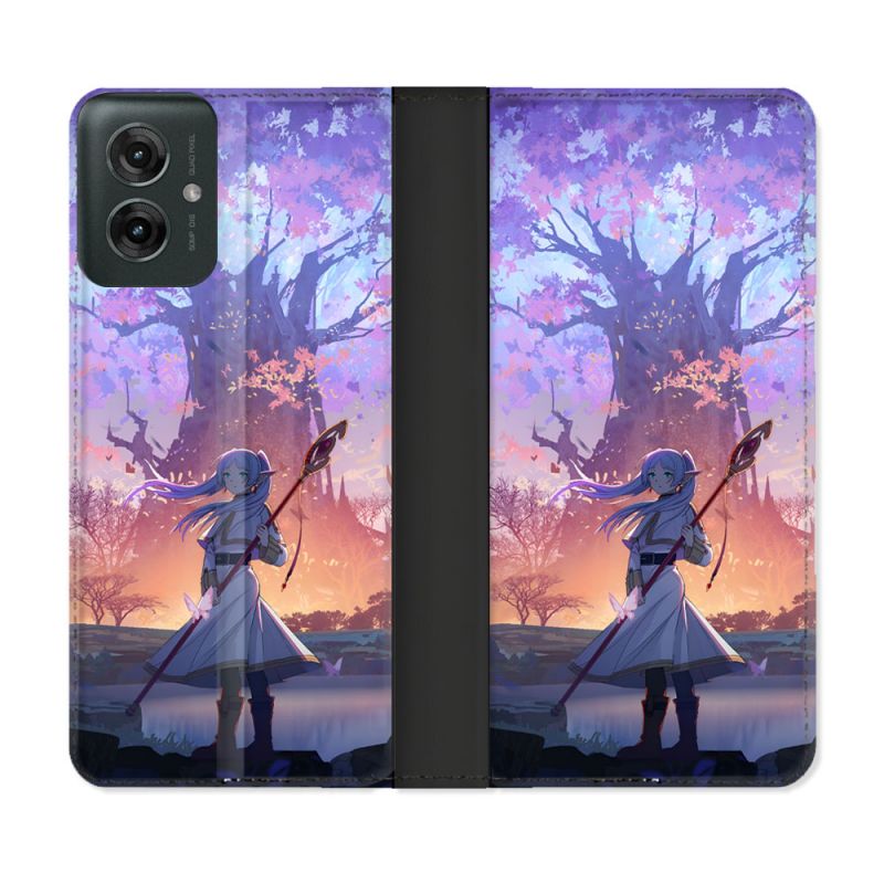 Housse cuir portefeuille Pour Motorola G55 5G Manga Frieren