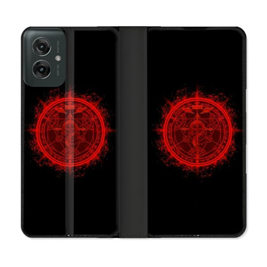 Housse cuir portefeuille Pour Motorola G55 5G Manga Fullmetal Alchemist Logo