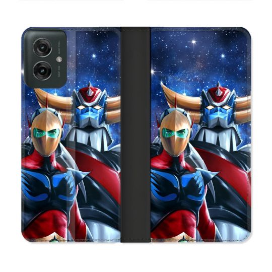 Housse cuir portefeuille Pour Motorola G55 5G Manga Goldorak