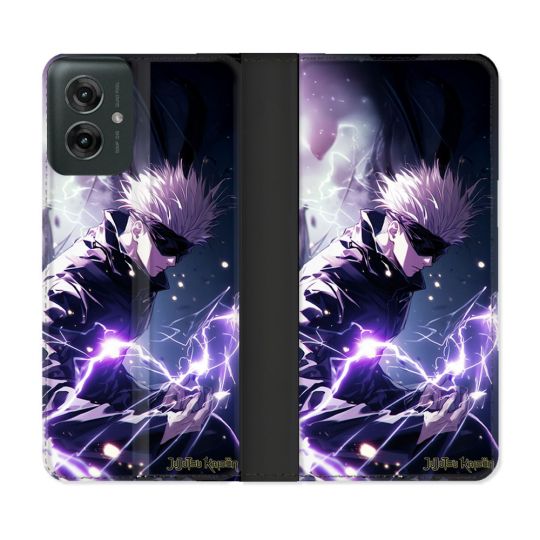 Housse cuir portefeuille Pour Motorola G55 5G Manga Jujutsu Kaisen Gojo Saturo