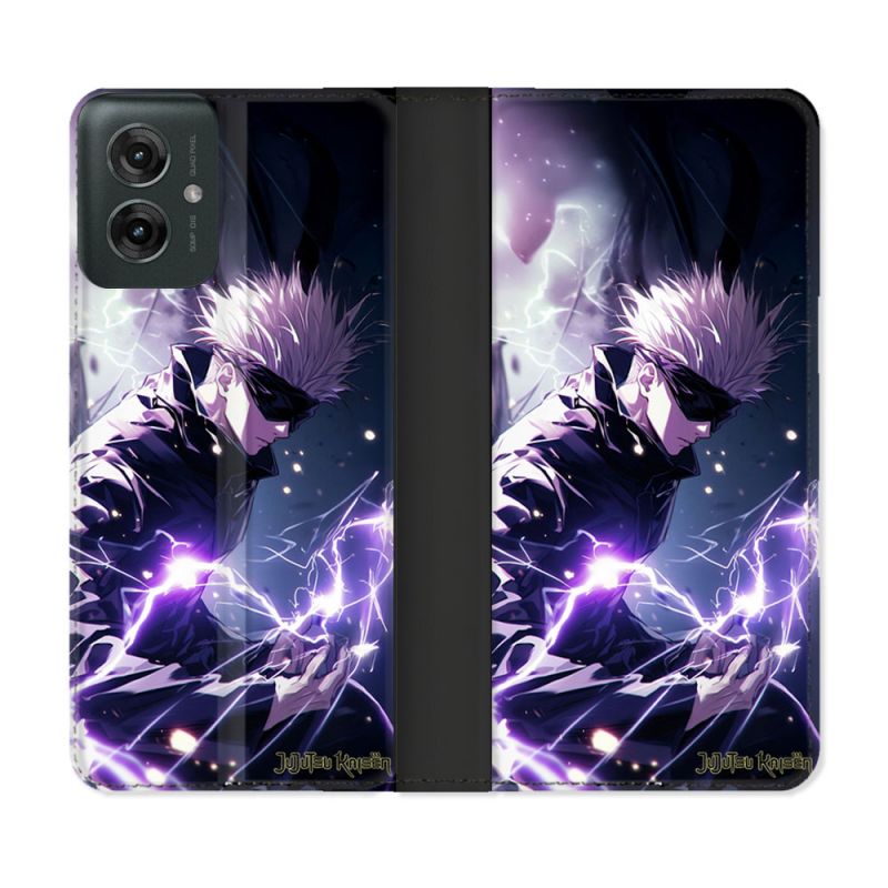 Housse cuir portefeuille Pour Motorola G55 5G Manga Jujutsu Kaisen Gojo Saturo